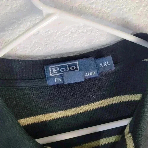 Vintage Polo Ralph Lauren Polo Black and Yellow Striped Sz XXL - Picture 3 of 6